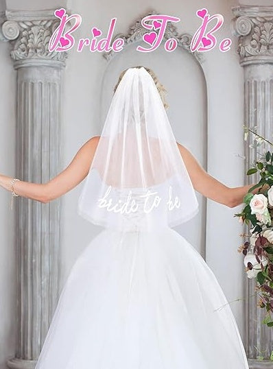 Bride To Be Embroidered Veil Bachelorette Party BachParty Accessory Bride To Be Headband White Bridal Veil Headpiece For Bridal Shower Engagement Party Wedding Bridesmaid Gift Clearance