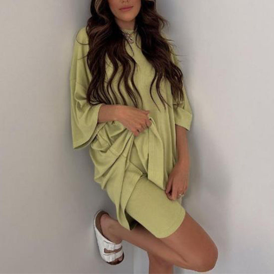 Summer Shorts Suit Fashion Loose Short-sleeved T-shirt And Slim Tight Pants Women's Clothing