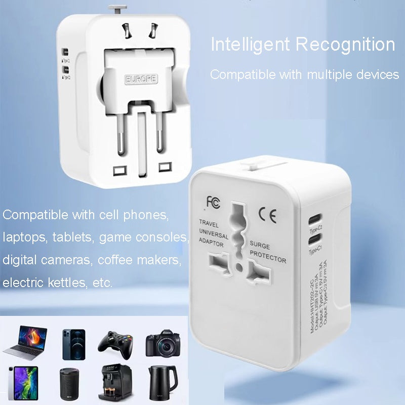 Universal Travel Adapter, Portable Worldwide All-in-One Plug Adapter With 3 USB