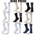 9 Pairs Men Compression Crew Running Socks Athletic Socks  With Cushion Work Hiking Basketball Sport Socks Anti-odor And Anti-slip For Running Fitness Hiking And Cycling
