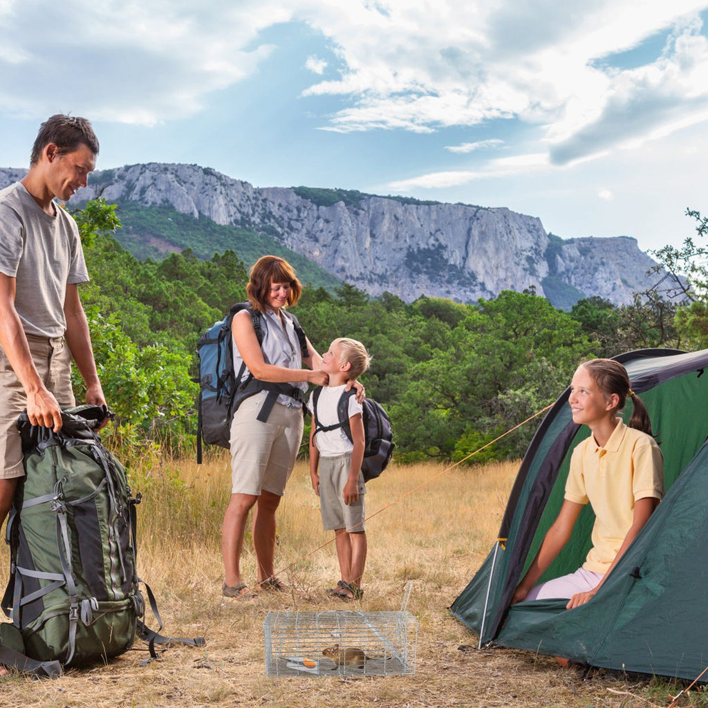 1Pc Foldable Rat Trap Cage Humane Live Rodent Trap Cage Galvanized Iron Mice Mouse Control Bait Catch With Detachable L Shaped Rod