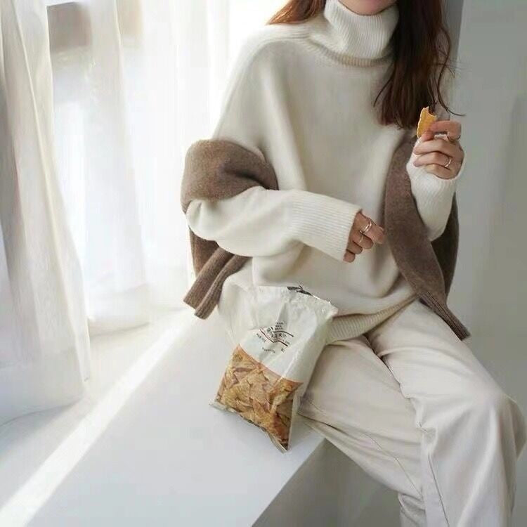 Turtleneck Cashmere Sweater Women's Outer Knit Sweater