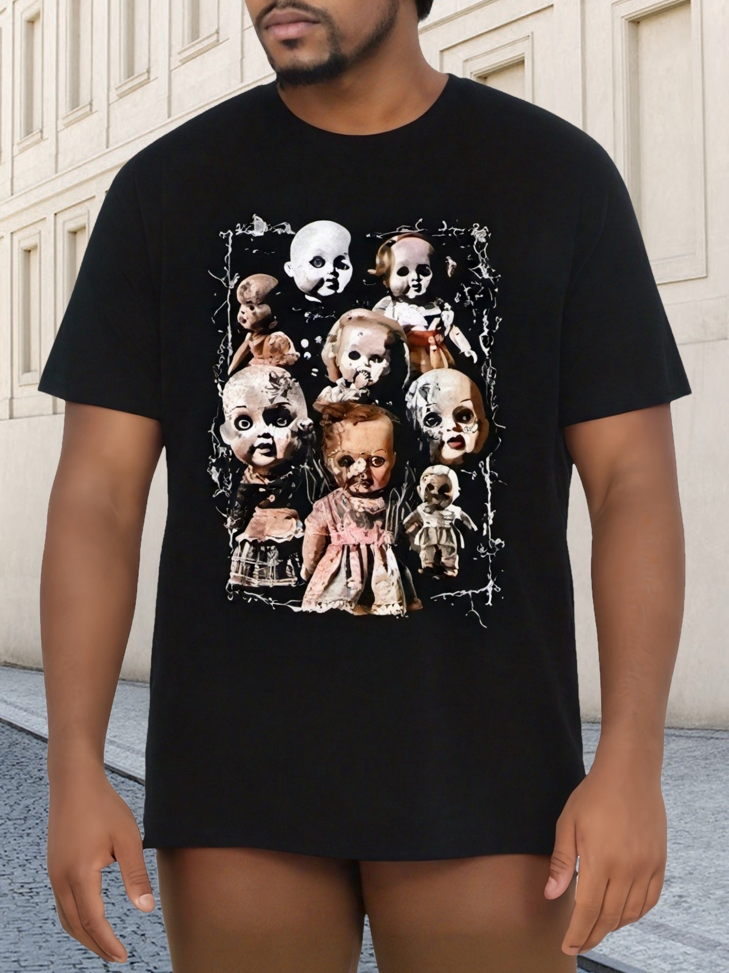 Men's Patterned Printed T-shirt, Summer Casual Short Sleeved Plus Size T-shirt