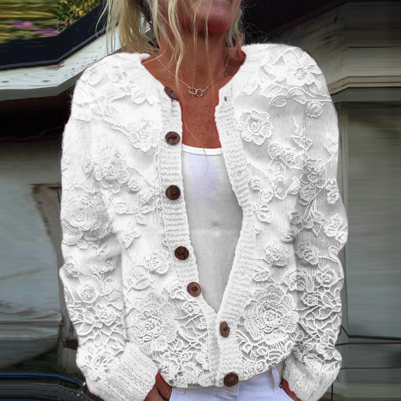 3D Digital Printing Cardigan Knitted Coat Women