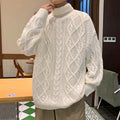 Japanese-style Retro Green Jacquard Turtleneck Sweater