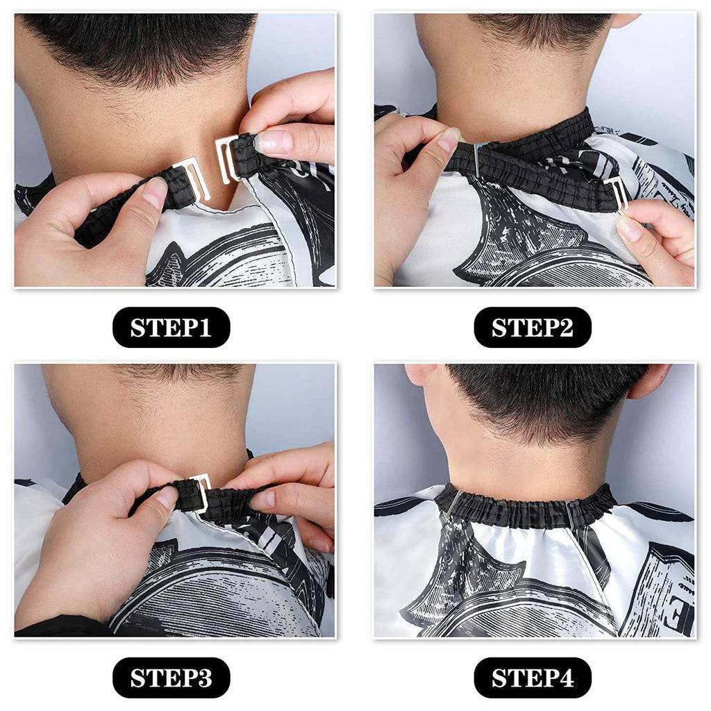 White Floral Print Professional Hair Cutting Salon Barber Cape With Neck Duster Brush, Hair Cutting Accessory