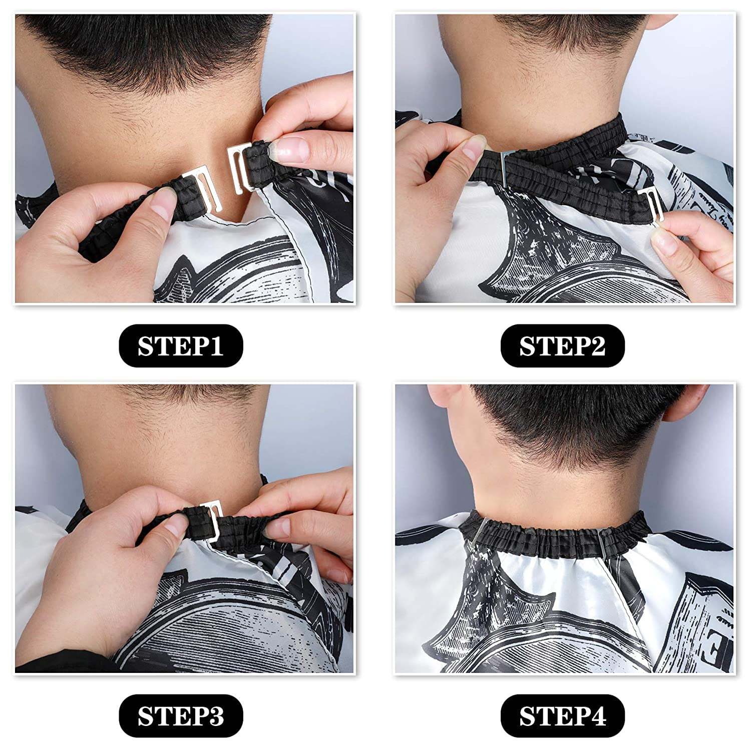 White Floral Print Professional Hair Cutting Salon Barber Cape With Neck Duster Brush, Hair Cutting Accessory