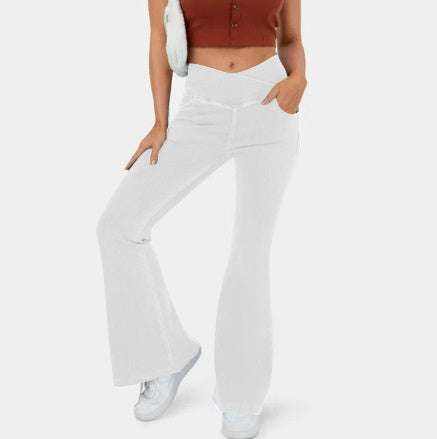 High Imitation Denim Bell-bottom Pants Cross-border Hip Lifting European And American Women Bell-bottom Pants