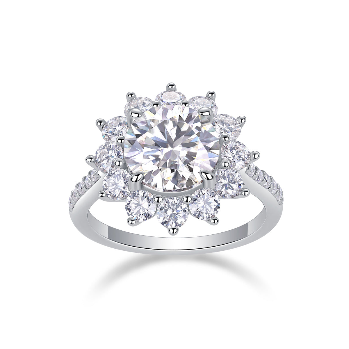 Sunflower - A Fashionable Diamond Jewelry Piece Set With 3-carat Moissanite S925 Sterling Silver And Platinum Diamond Ring