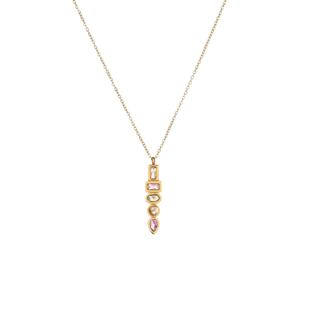 European And American Fashion Special-interest Color Zircon Star Pendant Stainless Steel Necklace