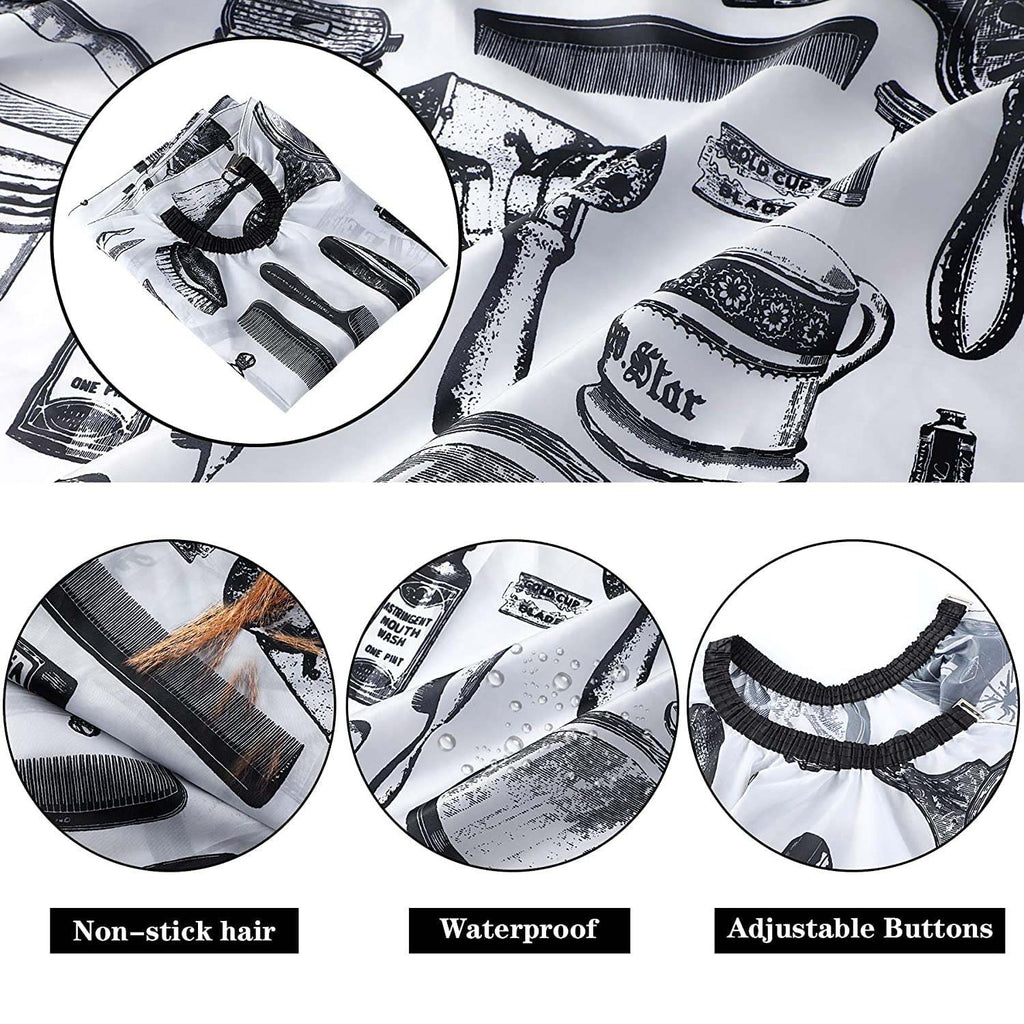 White Floral Print Professional Hair Cutting Salon Barber Cape With Neck Duster Brush, Hair Cutting Accessory