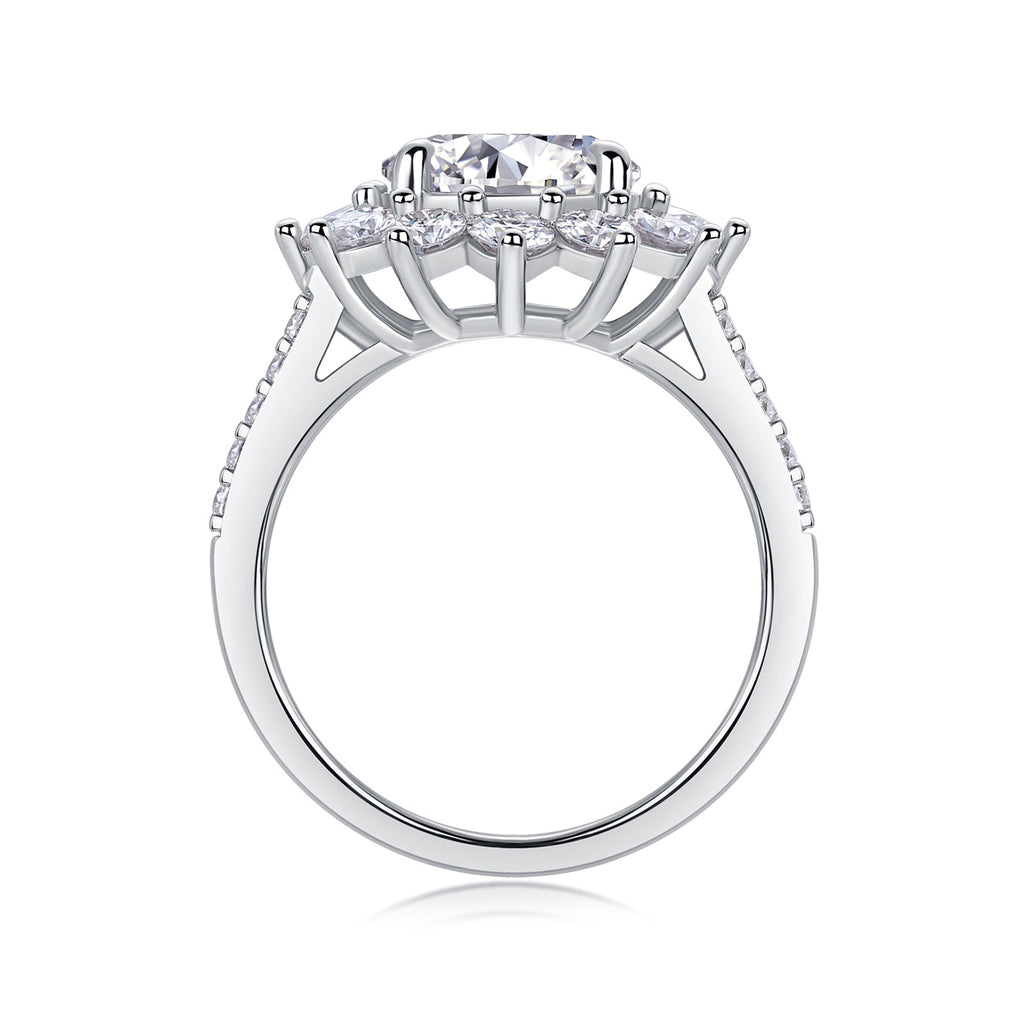 Sunflower - A Fashionable Diamond Jewelry Piece Set With 3-carat Moissanite S925 Sterling Silver And Platinum Diamond Ring