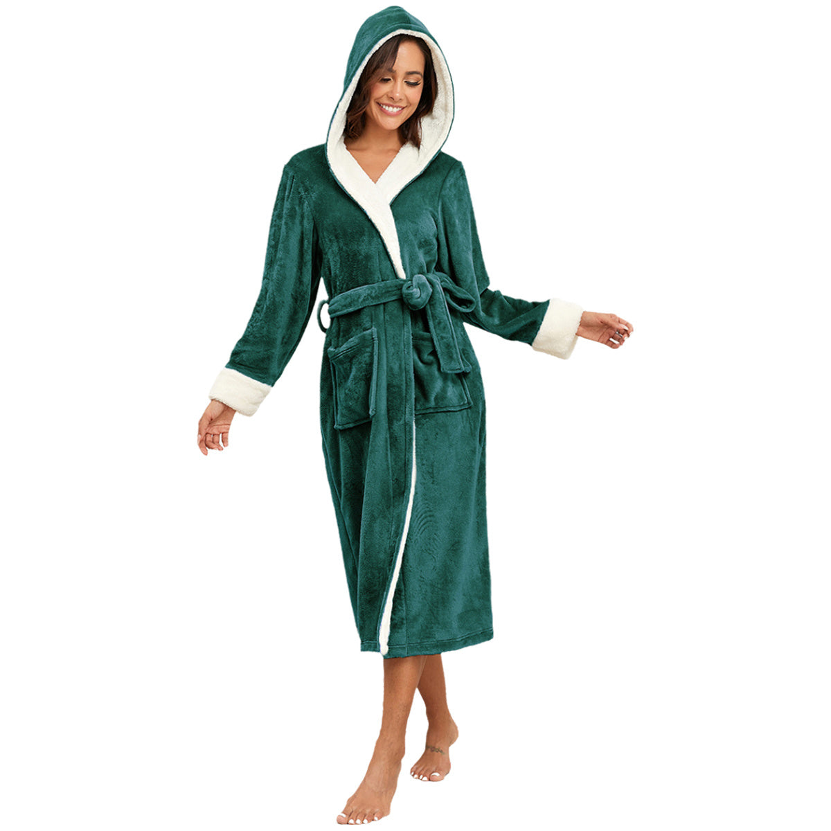 RONGTAI Ladies Long Fleece Bathrobe