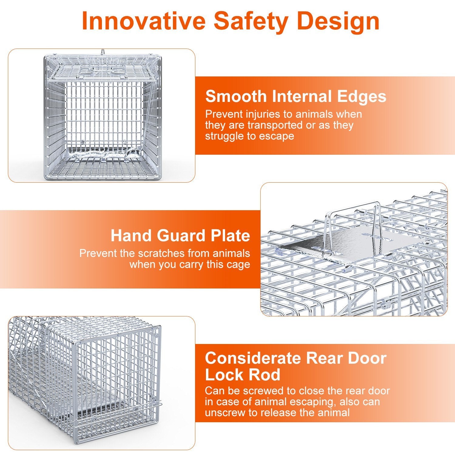 1Pc Live Animal Trap Cage 37x14x15in Folding Catch And Release Humane Cat Trap Galvanized Iron For Raccoons Foxes Coyotes Stray Dogs Armadillos Squirrels