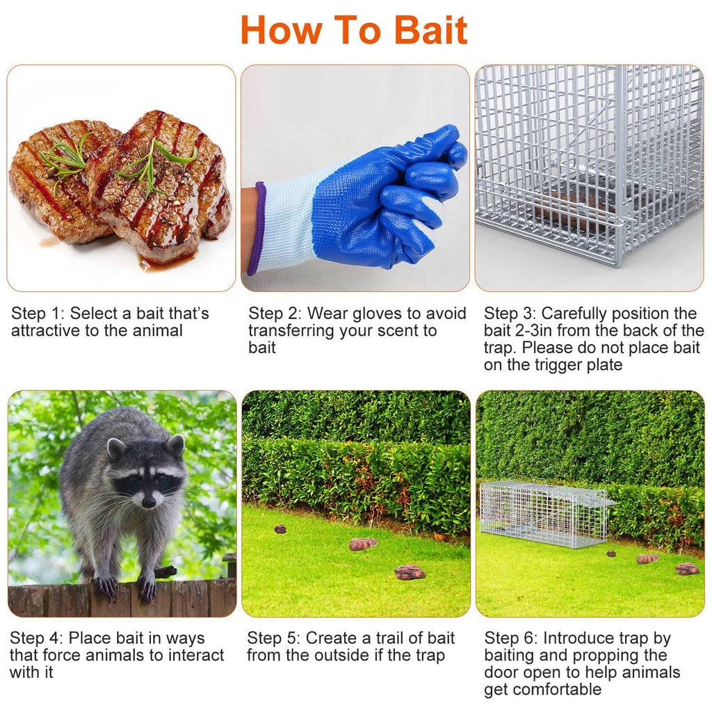 1Pc Live Animal Trap Cage 37x14x15in Folding Catch And Release Humane Cat Trap Galvanized Iron For Raccoons Foxes Coyotes Stray Dogs Armadillos Squirrels