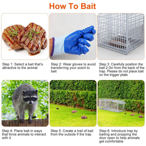 1Pc Live Animal Trap Cage 37x14x15in Folding Catch And Release Humane Cat Trap Galvanized Iron For Raccoons Foxes Coyotes Stray Dogs Armadillos Squirrels