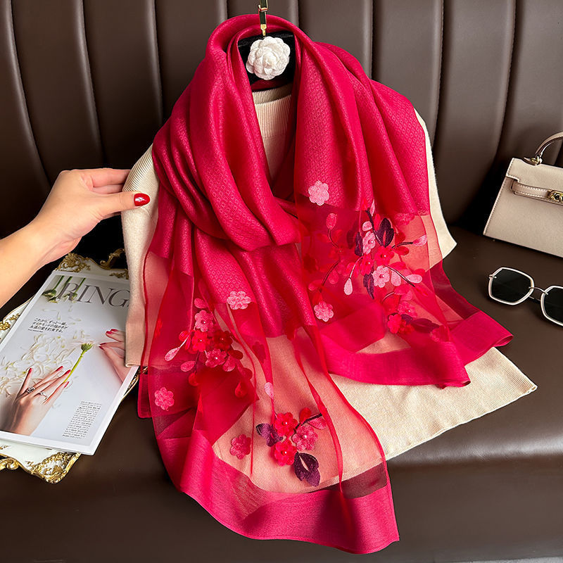 Elegant All-match Embroidered Summer Sunscreen Scarf