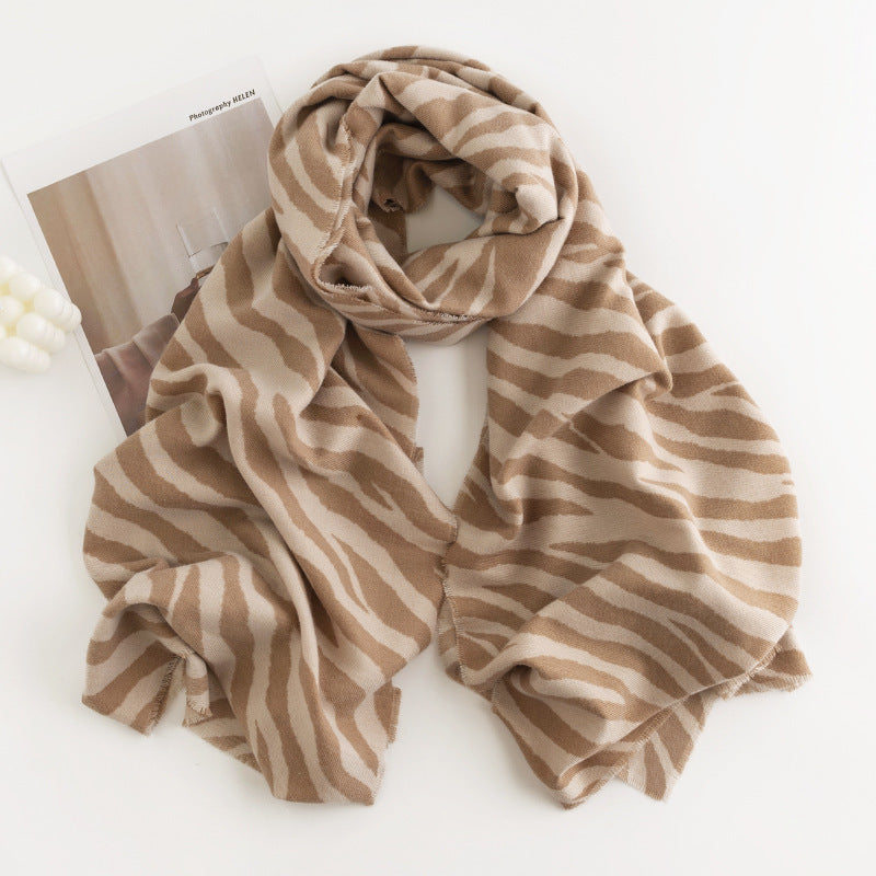 Leopard Print Artificial Cashmere Scarf Women's Warm Scarf Winter