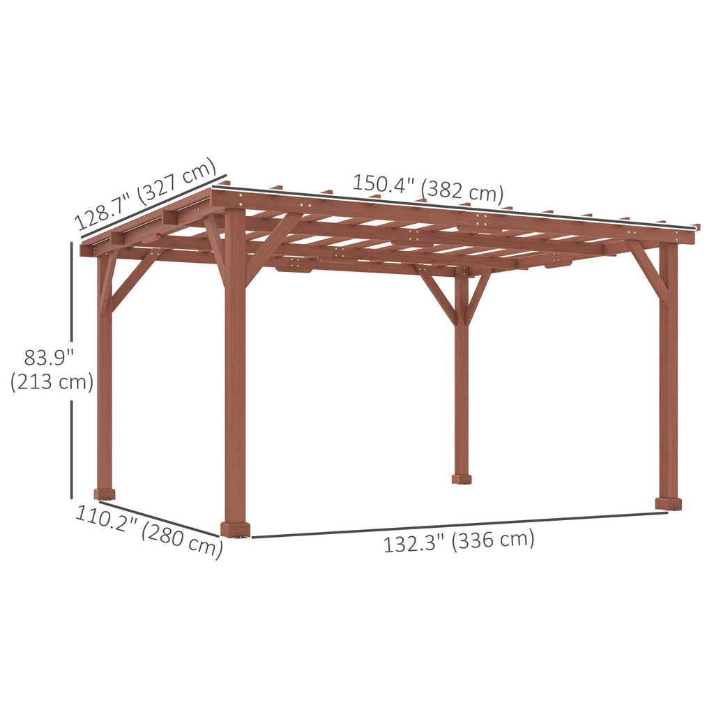 11 X 12.5 Outdoor Wood Pergola With Grape Trellis For Patio, Deck, Backyard, Lawn