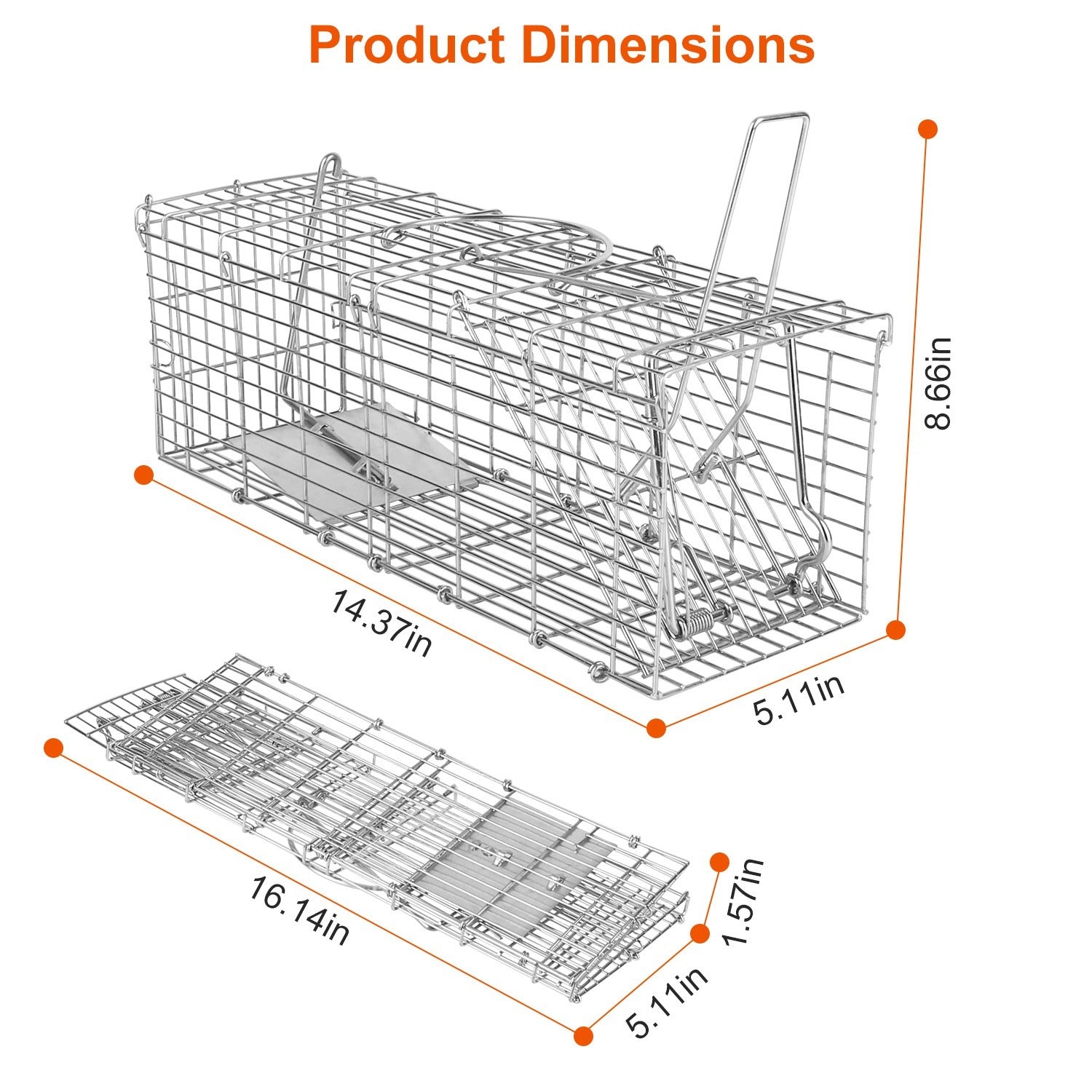 1Pc Foldable Rat Trap Cage Humane Live Rodent Trap Cage Galvanized Iron Mice Mouse Control Bait Catch With Detachable L Shaped Rod