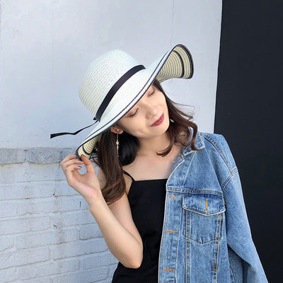 Women's Seaside Summer Vacation Foldable Sun Hat With Wide Brim