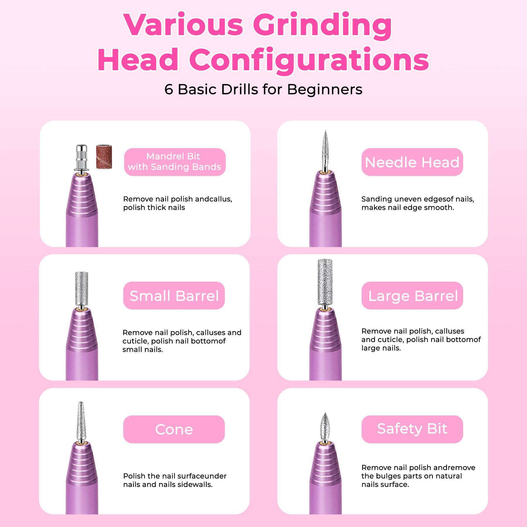 Professional Portable Electric Nail File Kit, Manicure With Nail Drill Bits