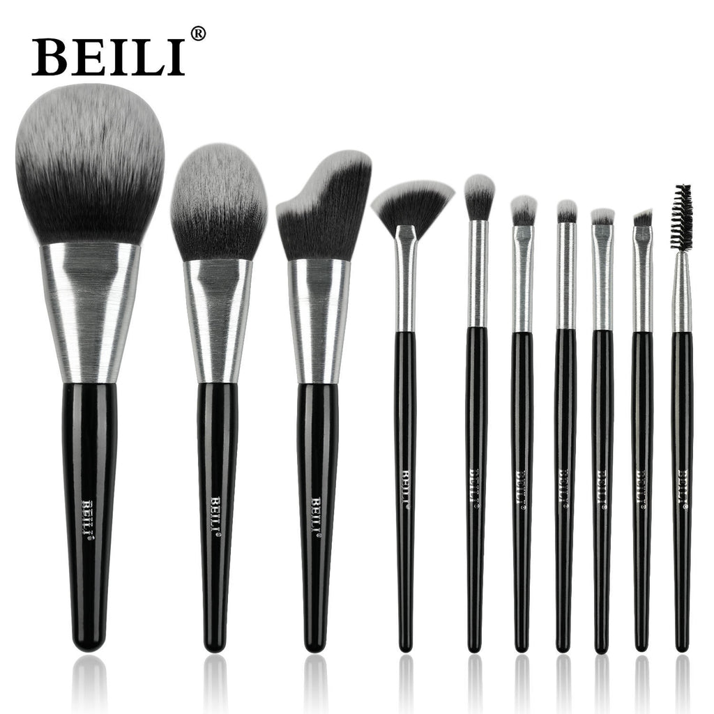 Beli 10pcs Professional Makeup Brush Set New Design Brushed Tube Makeup Brushes