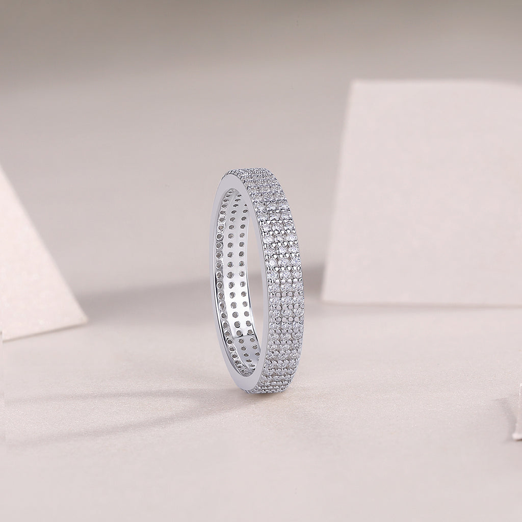 Light Up The Moments - A Fashionable Jewelry Ring Set With Moissanite S925 Sterling Silver And Platinum-plated Diamond