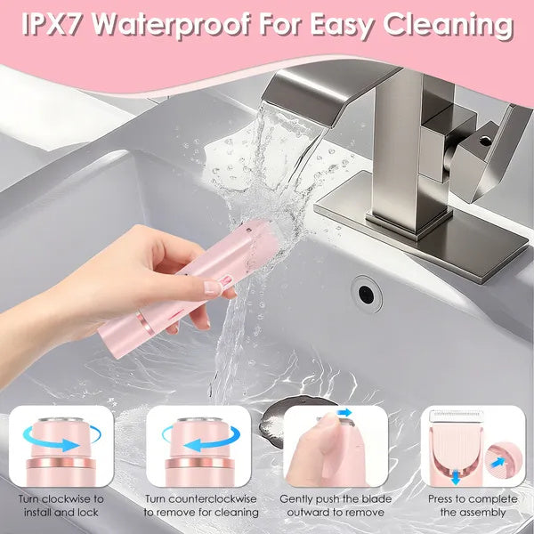 2 In 1 Bikini Trimmer For Women Dual Head Cordless Body Shaver IPX7 Waterproof Rechargeable Pubic Hair Razor Wet And Dry Use For Bikini Underarm Leg Arm Body Face