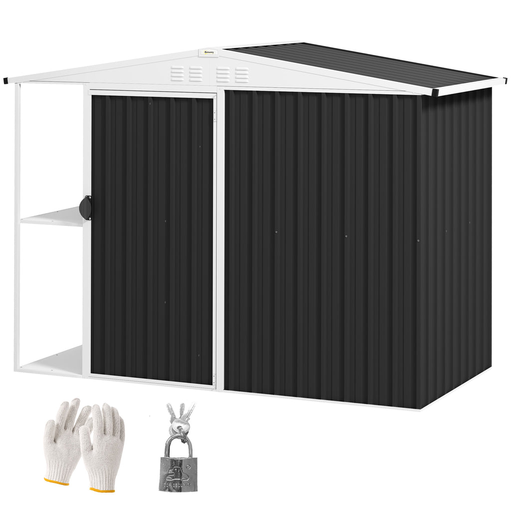8 X 4ft Outdoor Garden Shed, Metal Shed With Air Vents And Lock For Backyard, Garden, Patio, Dark Gray