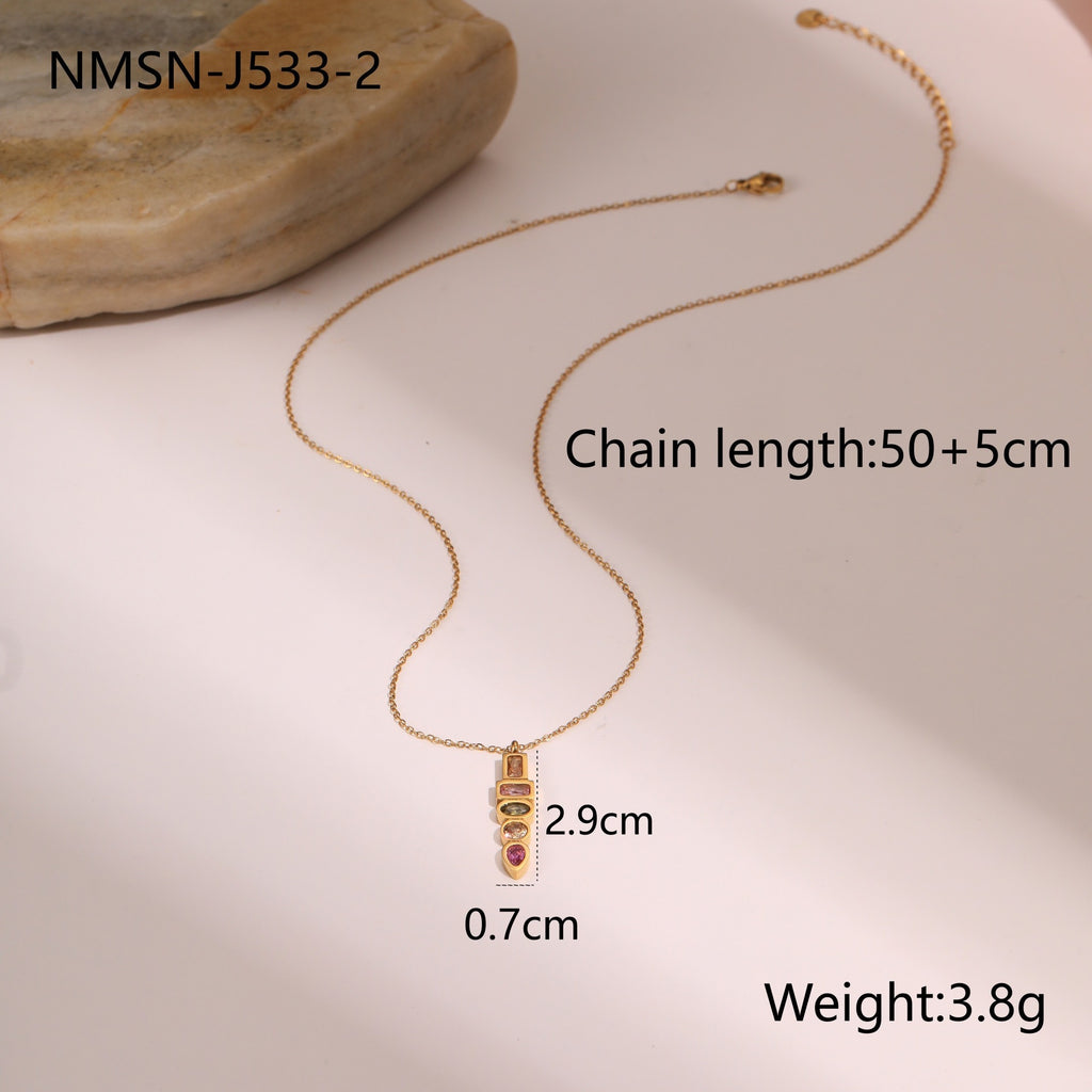 European And American Fashion Special-interest Color Zircon Star Pendant Stainless Steel Necklace