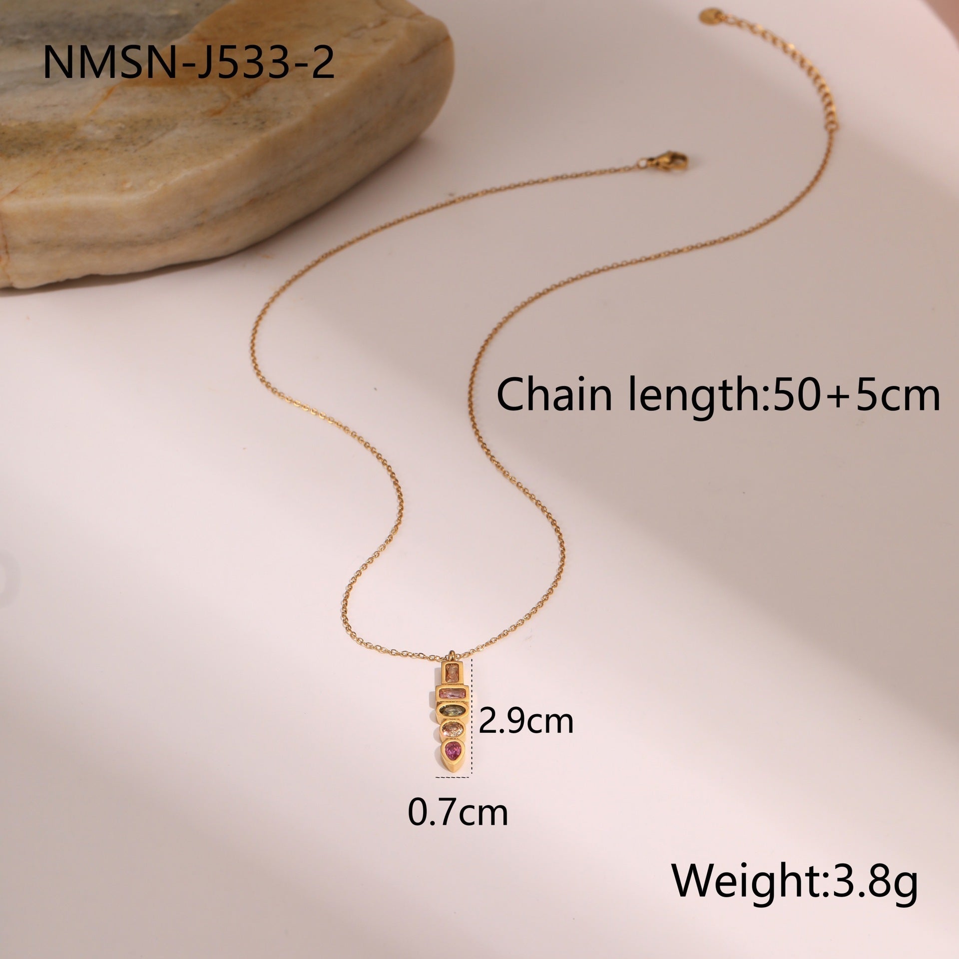 European And American Fashion Special-interest Color Zircon Star Pendant Stainless Steel Necklace