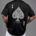 Men's Retro Spade A Printed Short Sleeved Round Neck Casual Sports T-shirt, Polyester Fiber Multifunctional Summer Top