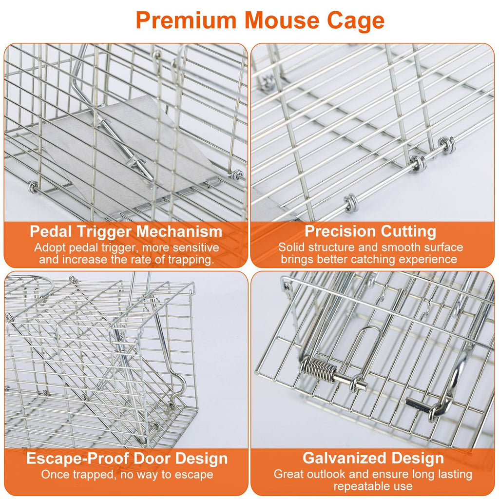 1Pc Foldable Rat Trap Cage Humane Live Rodent Trap Cage Galvanized Iron Mice Mouse Control Bait Catch With Detachable L Shaped Rod
