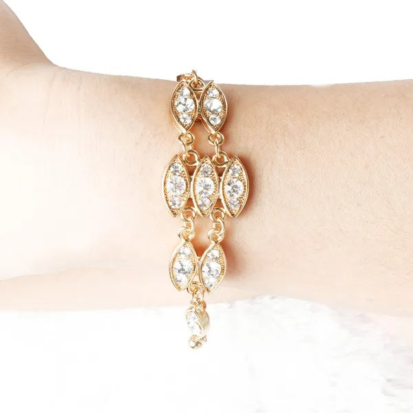 Noble Burnished Gold Bling Rhinestone Bracelet