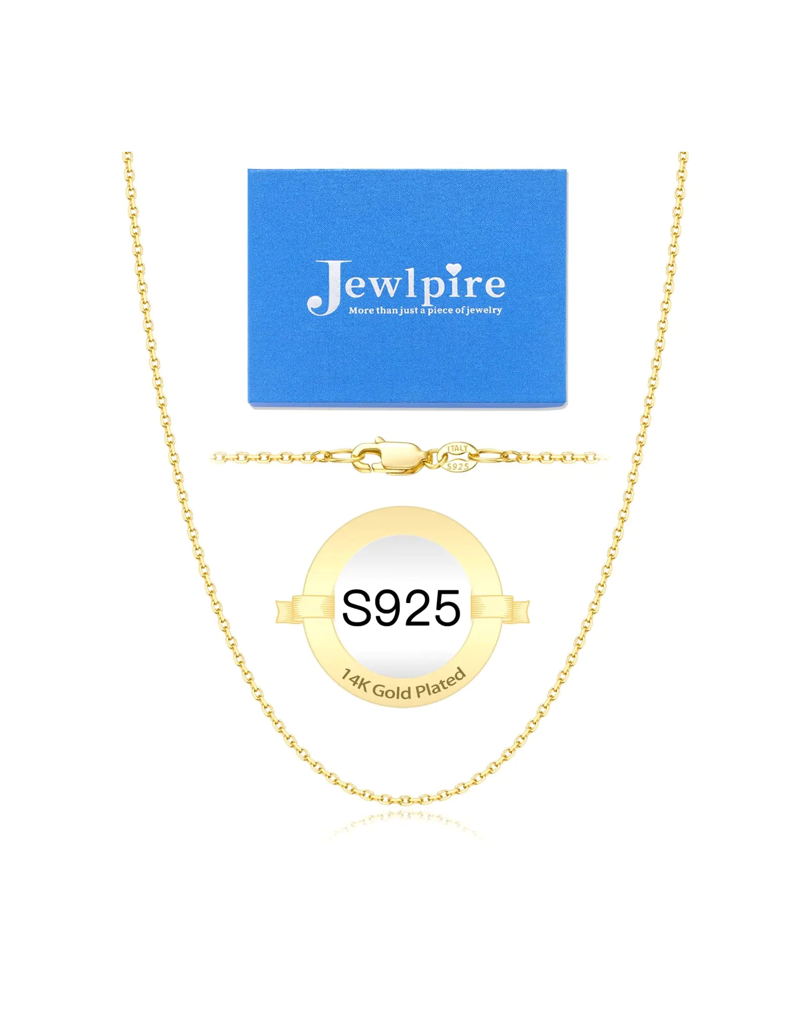 Jewlpire 14K Over Gold Chain Necklace for Women 1.1MM Cable Chain Gold Chain for Women Thin Womens Chain Necklaces Gold Chain 16 Inch