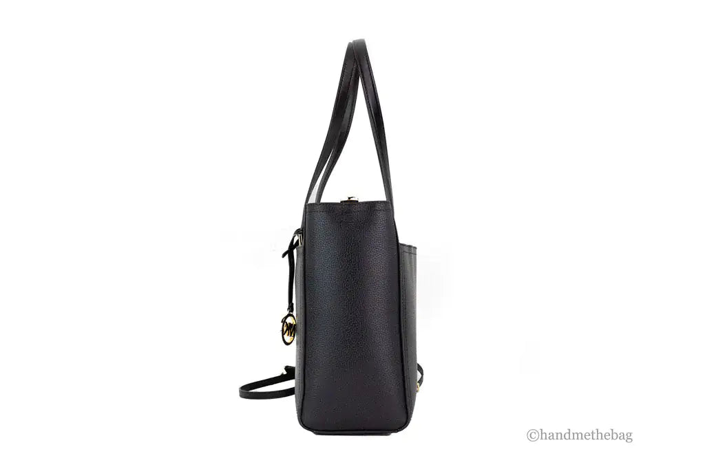 Michael Kors Maisie Large Black Pebbled Leather 3-in-1 Multifunctional Crossbody Clutch Tote Bag