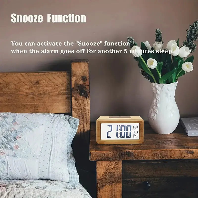 Solid Wood Alarm Clock - Stylish Electronic Gift
