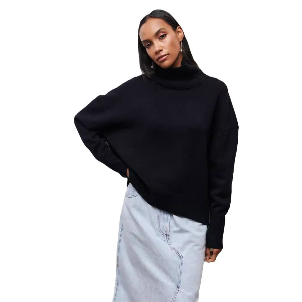 Winter Turtleneck Sweater Ins Solid Color Long Sleeve Pullover Top Women's Clothing