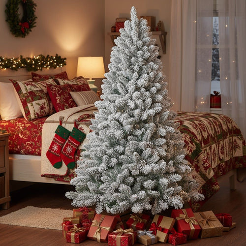 4FT Snowy Christmas Tree With Pine Cones 21 Real Pinecones & 366 Tips, Full Shape With Sturdy Metal Stand Premium PVC Holiday Decor