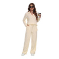RONGTAI 2 Piece Outfits Sweatsuit For Women Casual Long Sleeve V Neck Pullover Tracksuit Solid Soft Comfy Tracksuits Set