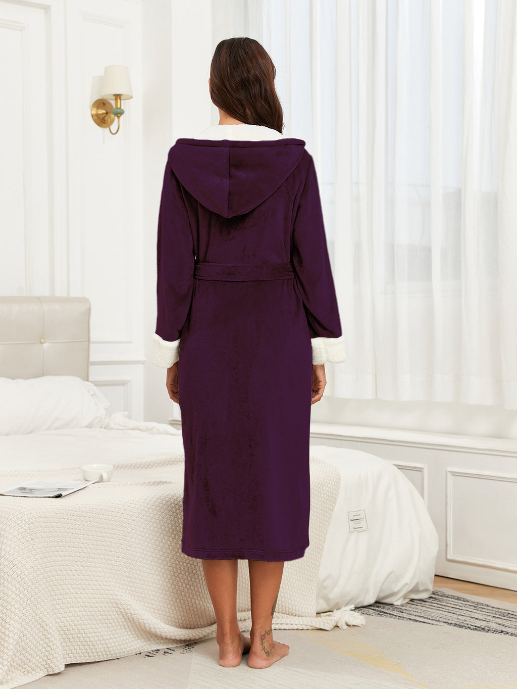 RONGTAI Ladies Long Fleece Bathrobe
