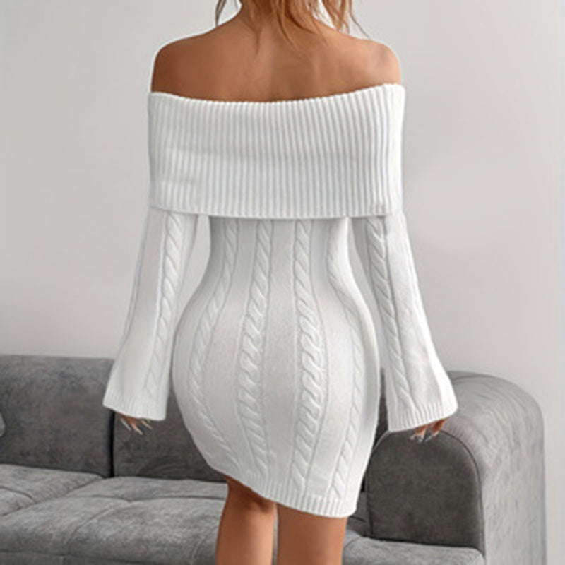 Women's Off Shoulder Bodycon Dress, Long Sleeve Mini Club Dress, Elegant Party Fitted Short Dresses