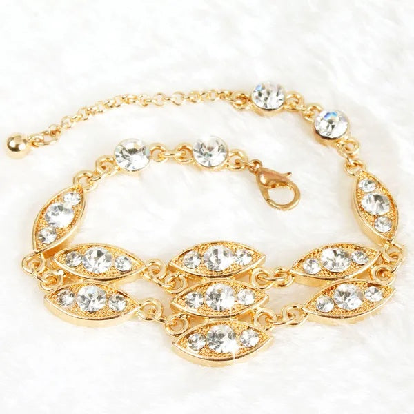 Noble Burnished Gold Bling Rhinestone Bracelet