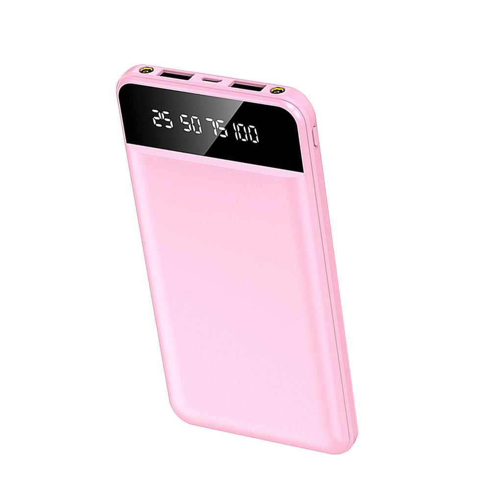 1Pc 10000mAh Power Bank Portable Ultra Slim Charger External Battery Pack With 2 USB Output Ports Charging Cable LED Flashlight Compatible With IOSPhone 15 And More