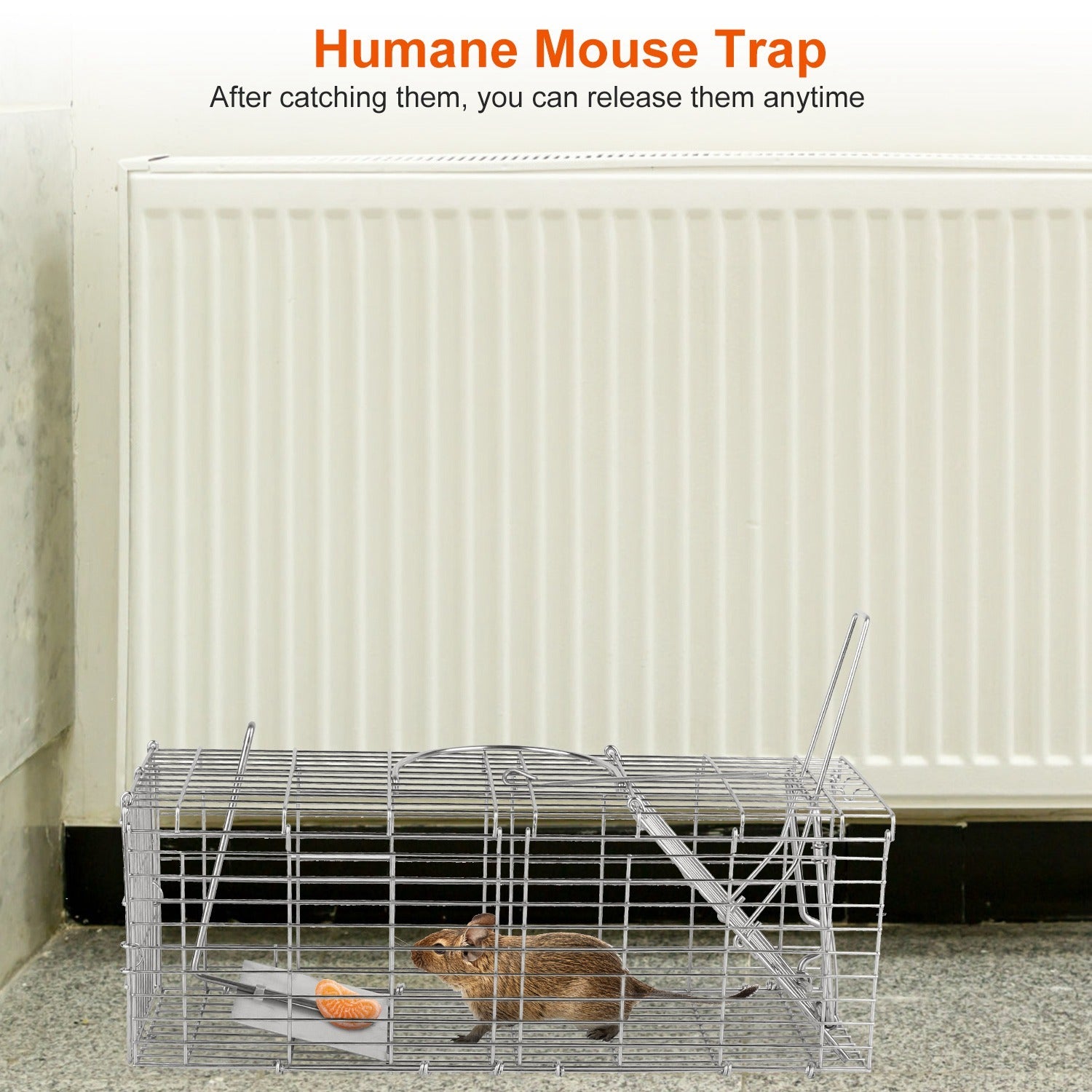 1Pc Foldable Rat Trap Cage Humane Live Rodent Trap Cage Galvanized Iron Mice Mouse Control Bait Catch With Detachable L Shaped Rod