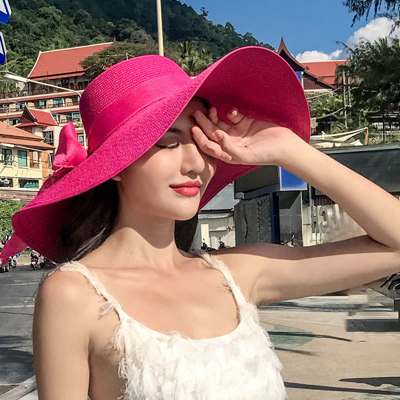 Women's Seaside Summer Vacation Foldable Sun Hat With Wide Brim