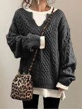 Linen Pattern Sweater Casual Knit Sweater