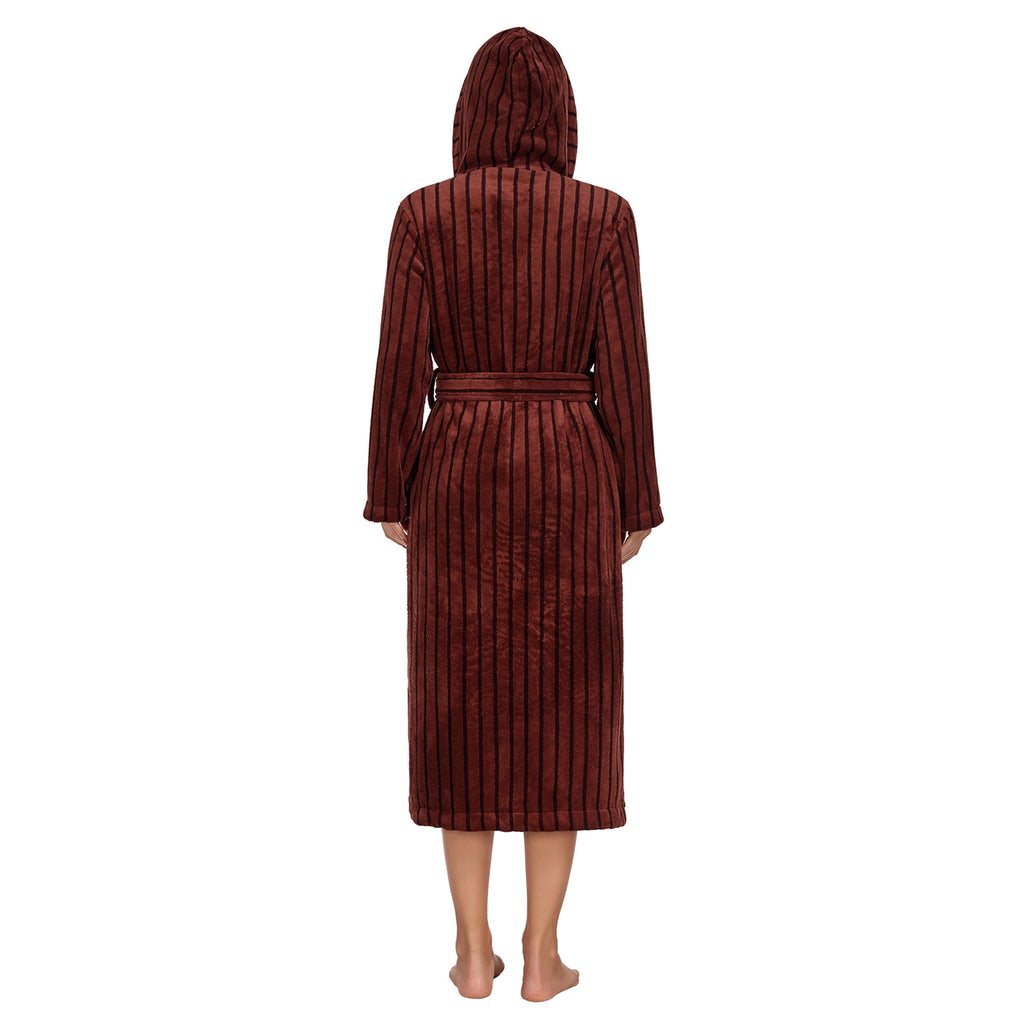 RONGTAI Luxury Plush Absorbency Robe For Women Extra Long Fleece Bathrobe With Hood & Pockets Warm Terry Cloth Loungewear