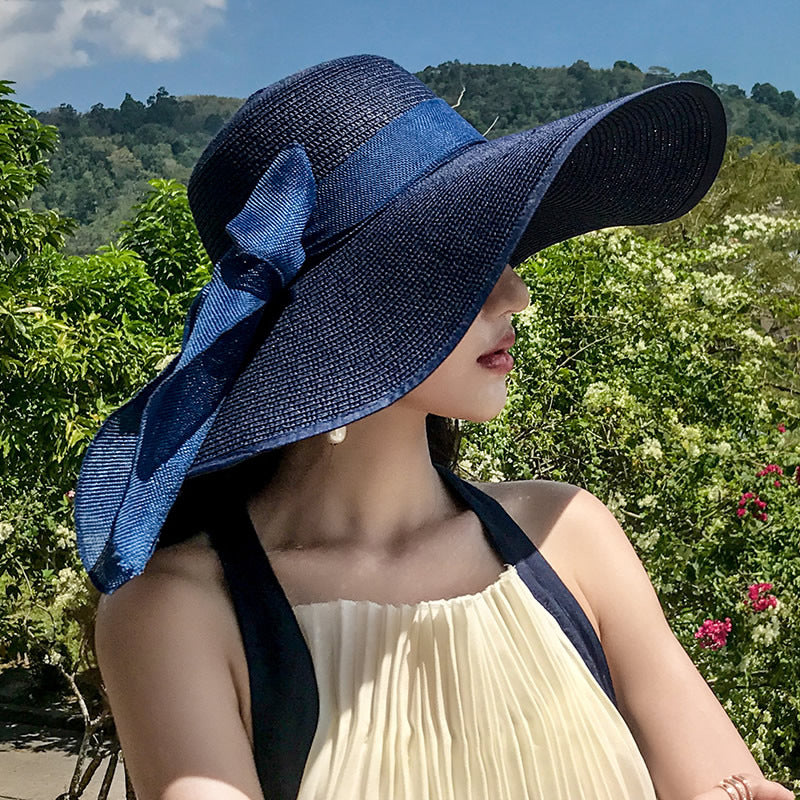 Women's Seaside Summer Vacation Foldable Sun Hat With Wide Brim